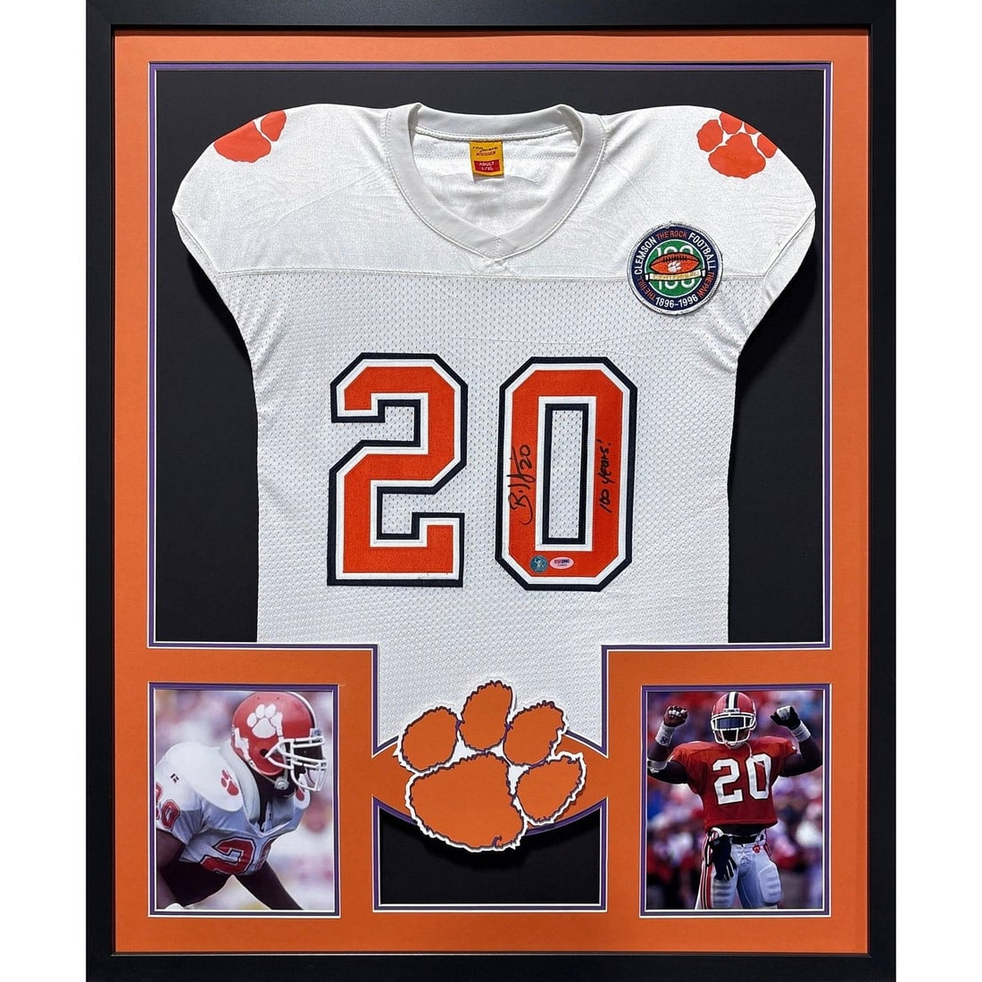 Framed Brian Dawkins autographed Clemson Tigers Eagles jersey PSA DNA (1 of 2)