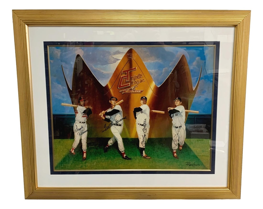 Mickey Mantle Ted Williams Carl Yastrzemski Triple Crown Signed Photo BAS (1 of 6)