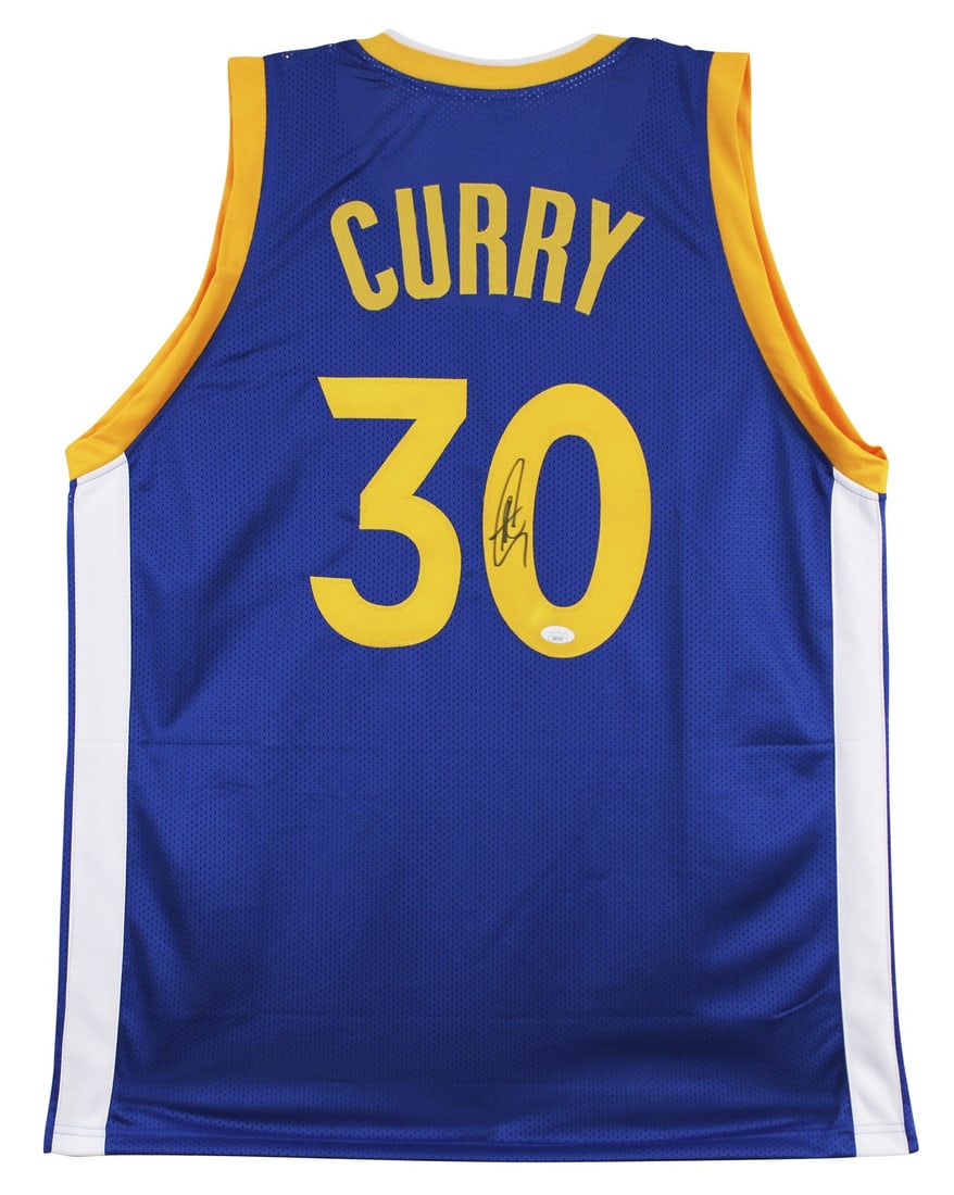 Stephen Curry signed blue jersey JSA authenticated Golden State Warriors: Stephen Curry signed blue jersey JSA authenticated Golden State Warriors This autographed blue pro style jersey has been personally signed by Stephen Curry of the Golden State Warriors. It is an origi