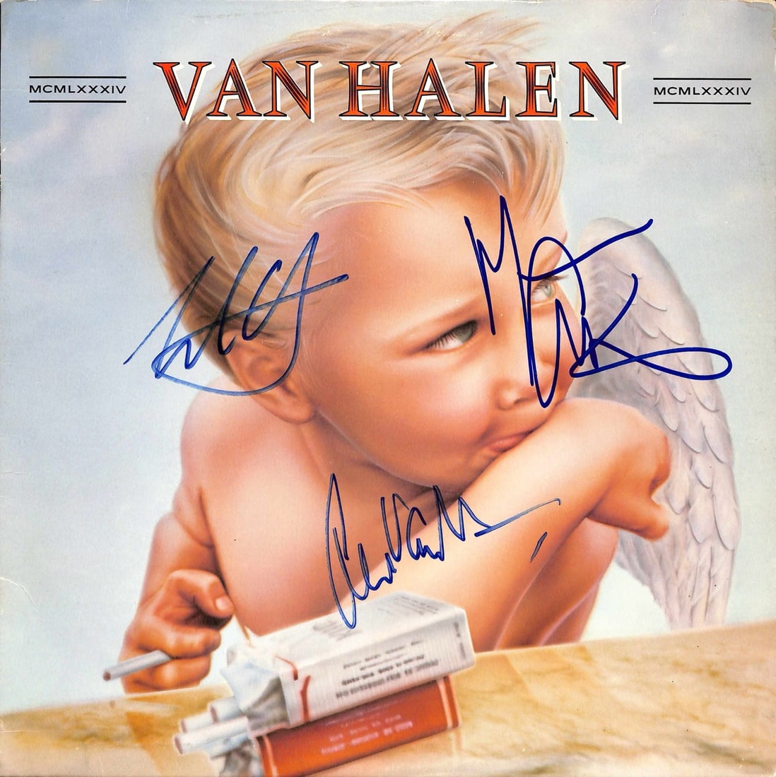 Van Halen Signed 1984 Album by Eddie Alex Michael Anthony Beckett LOA: Van Halen Signed 1984 Album by Eddie Alex Michael Anthony Beckett LOA This authentic copy of Van Halen's iconic 1984 album is beautifully signed by rock legends Eddie Van Halen, Alex Van Halen, and Mi