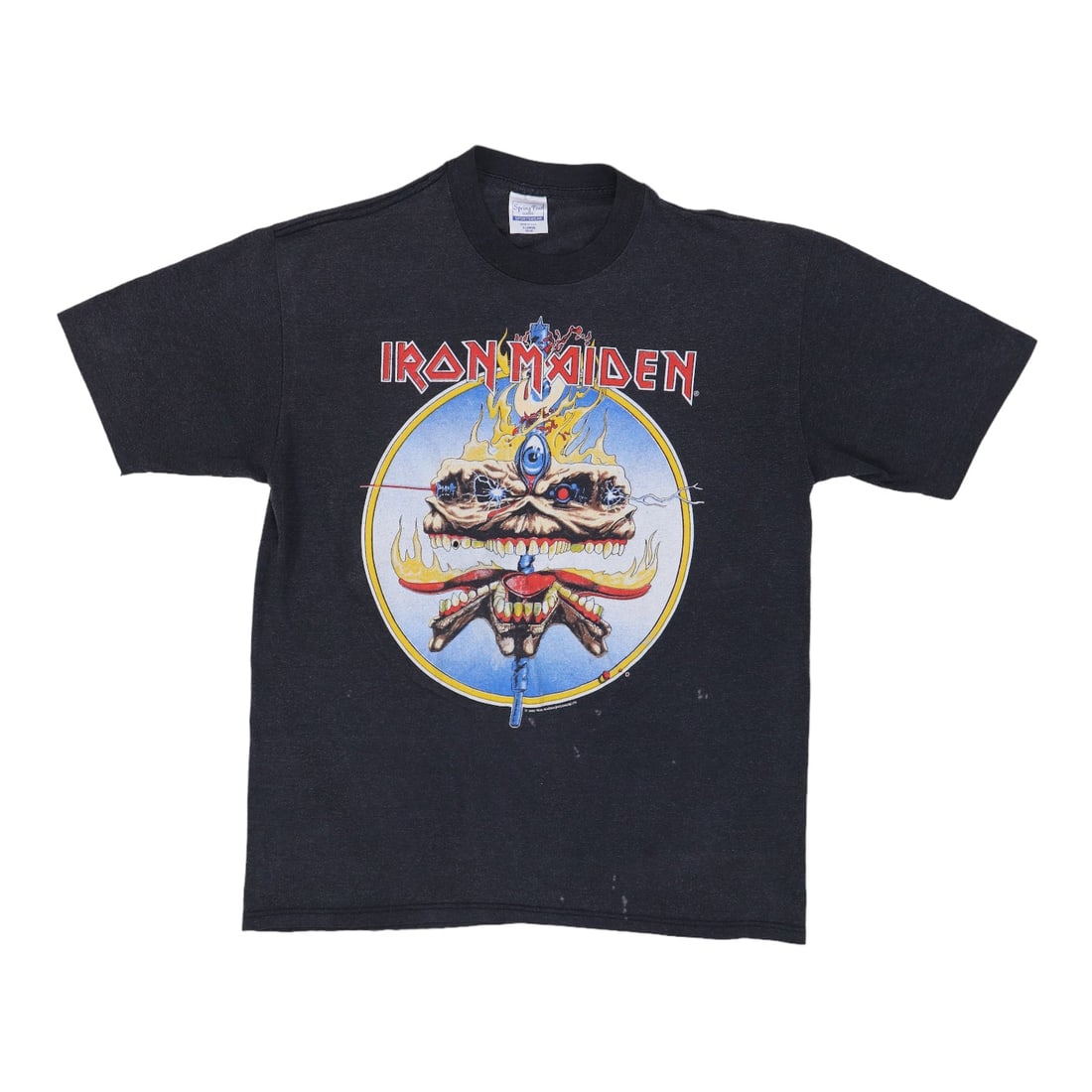 Vintage 1988 Iron Maiden Clairvoyant Black Cotton Band Shirt XL: Vintage 1988 Iron Maiden Clairvoyant Black Cotton Band Shirt XL This is an original vintage 1988 Iron Maiden Clairvoyant shirt featuring iconic front and back graphics. The shirt is made from 100% cot
