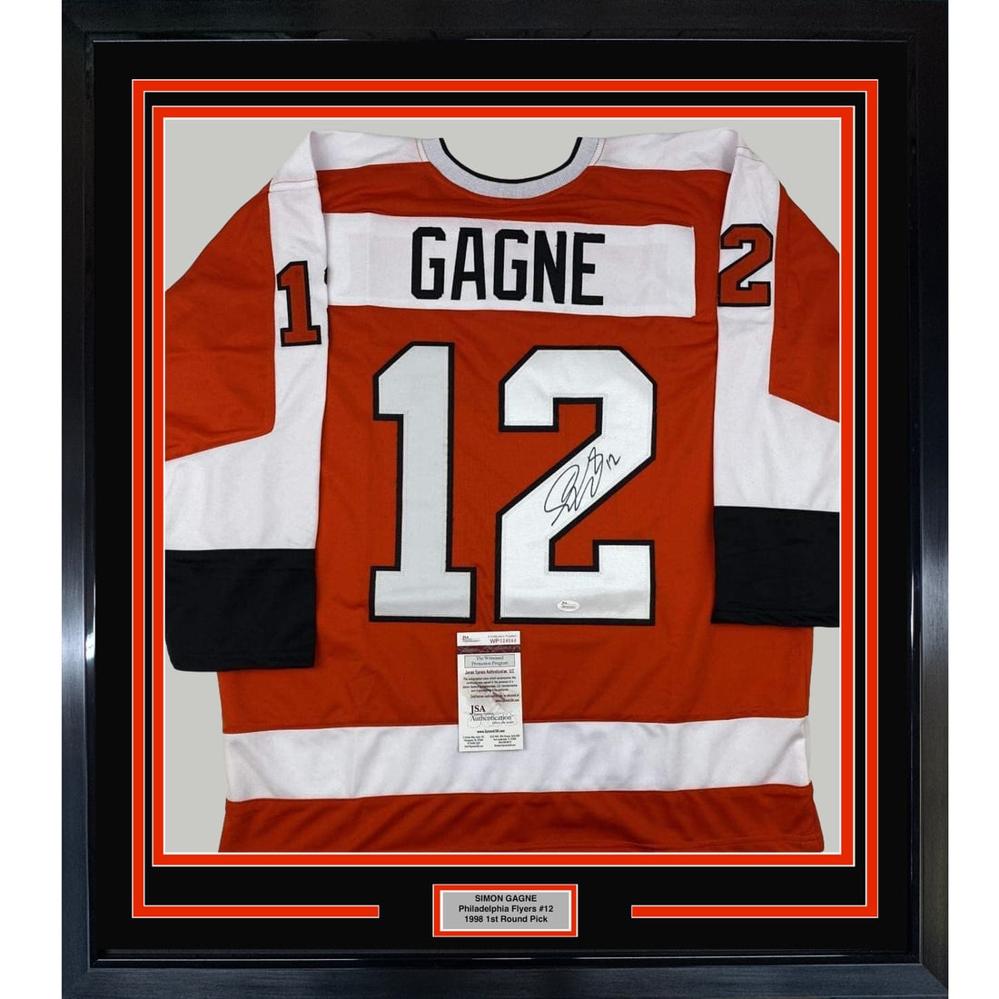 Framed Autographed Simon Gagne Philadelphia Flyers Jersey JSA COA (1 of 2)