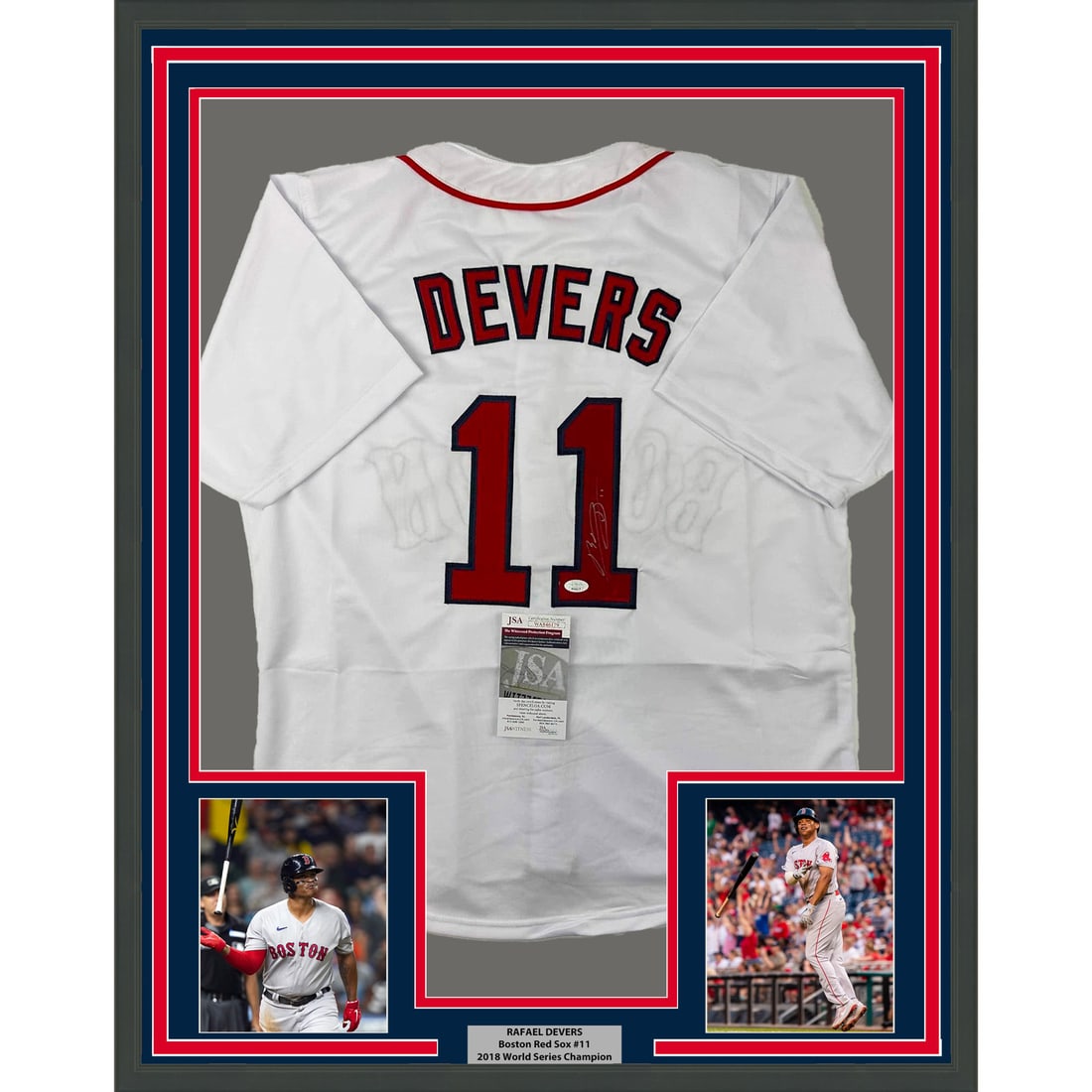Rafael Devers Signed Boston Red Sox Framed JSA Jersey (1 of 2)