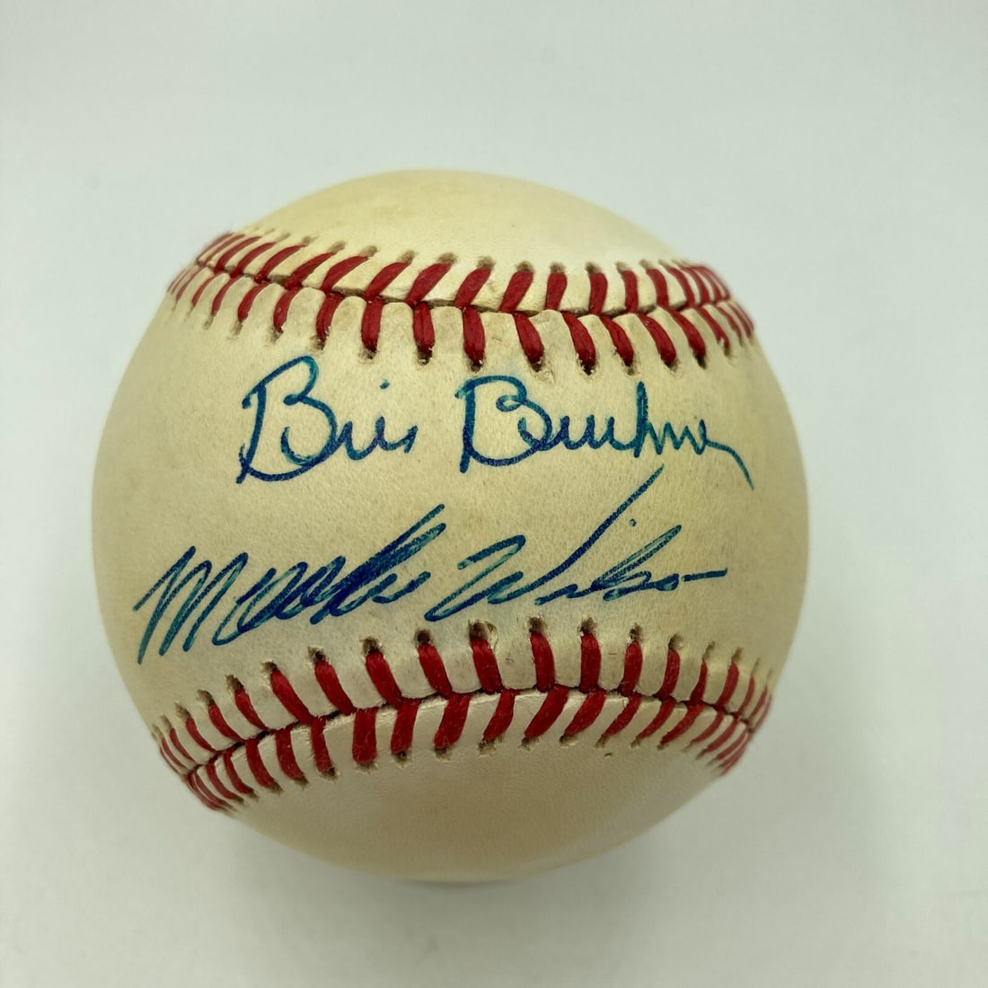Rare 1986 World Series Baseball Signed by Bill Buckner Mookie Wilson JSA COA: Rare 1986 World Series Baseball Signed by Bill Buckner Mookie Wilson JSA COA This rare 1986 World Series baseball is signed by both Bill Buckner and Mookie Wilson, making it a unique collectible for b