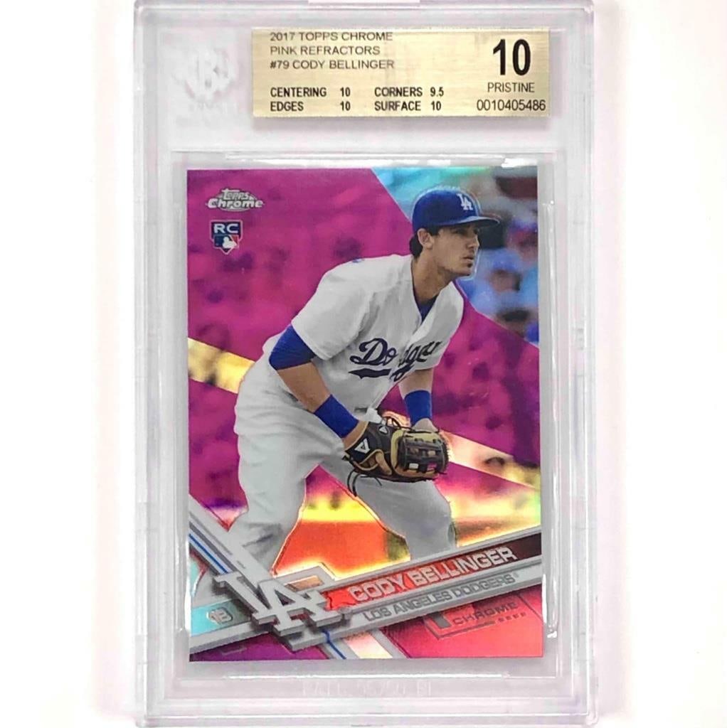 BGS 10 Pink Refractor Rookie 2017 Topps Chrome Cody Bellinger Baseball Card (1 of 2)