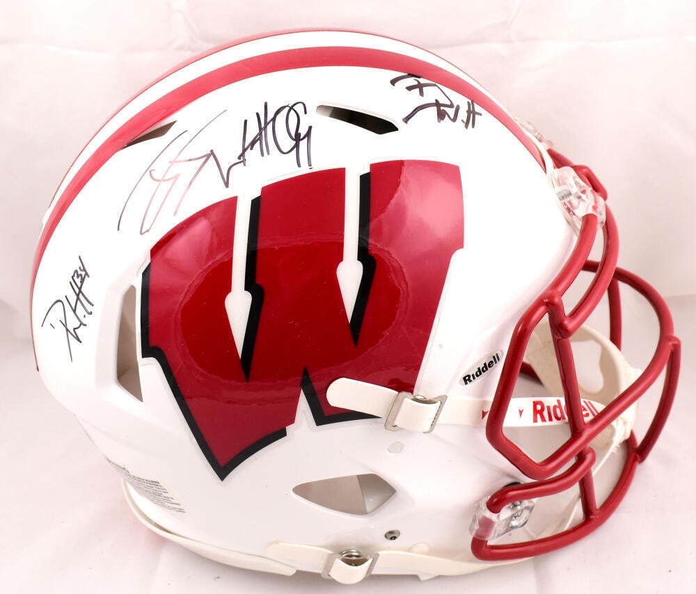 Wisconsin Badgers full size Speed Authentic helmet signed by Watt brothers Beckett (1 of 7)
