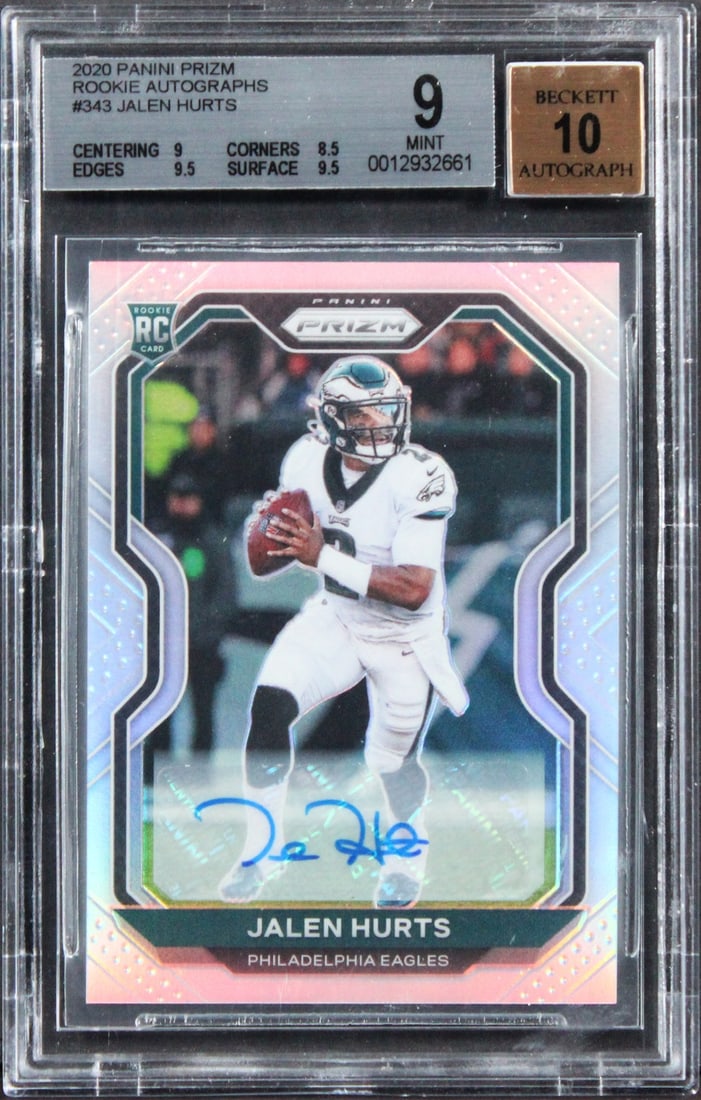 Beckett Slabbed Jalen Hurts 2020 Prizm Rookie Autographs #343 Grade 9 Auto 10 (1 of 2)