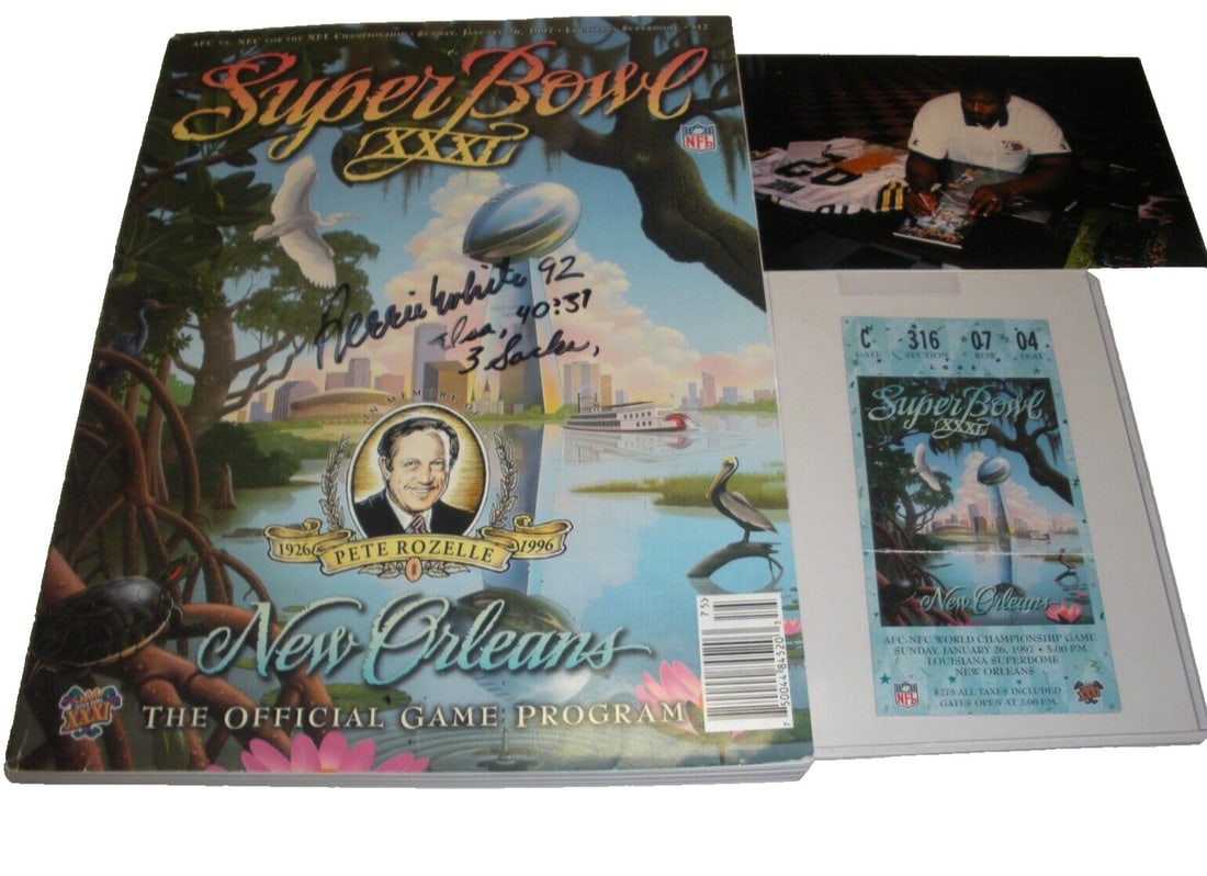 Signed Super Bowl XXXI Program Reggie White Green Bay Packers With COA (1 of 1)