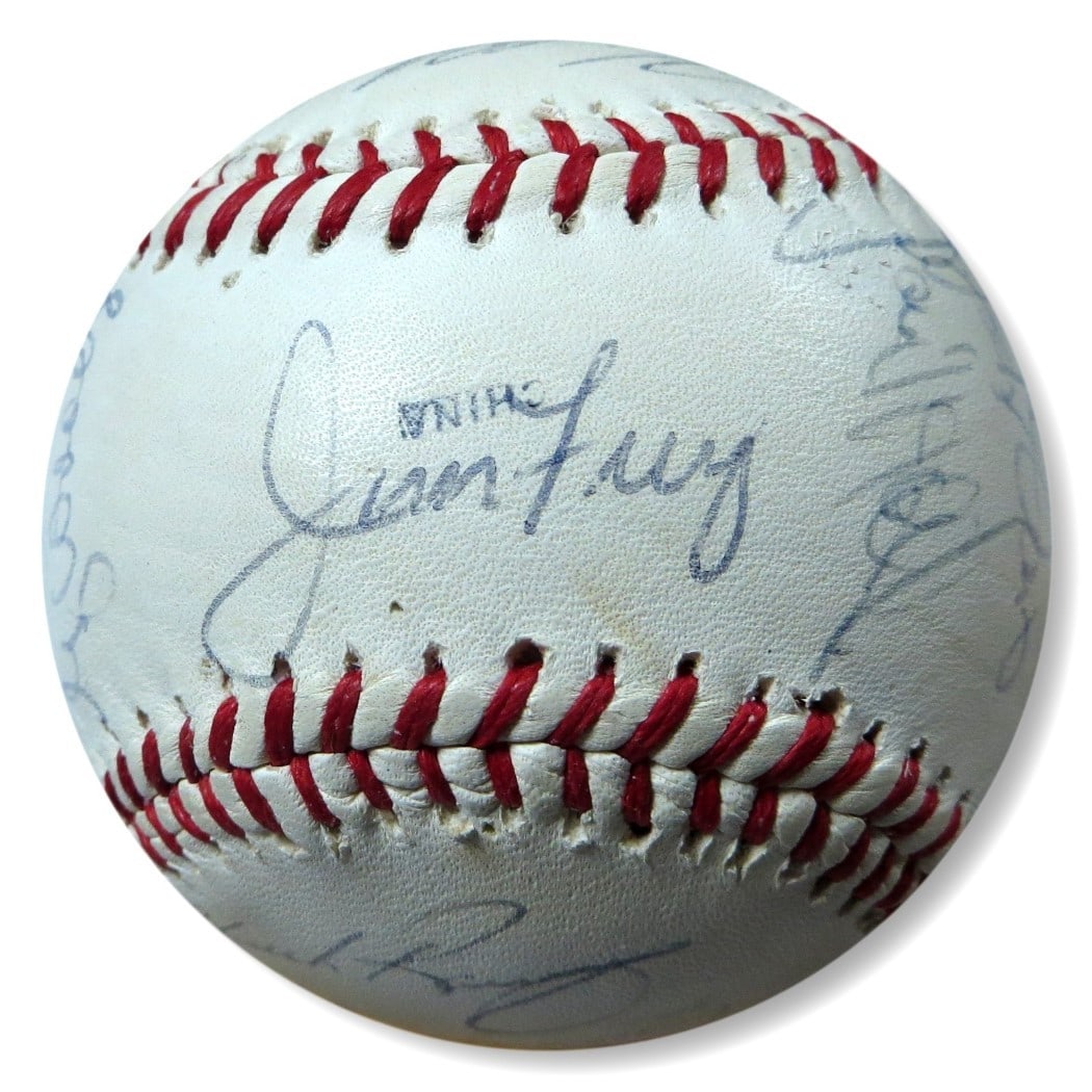 1984 Chicago Cubs Autographed Baseball 28 Signatures JSA Authenticated: 1984 Chicago Cubs Autographed Baseball 28 Signatures JSA Authenticated This is an original 1984 Chicago Cubs team signed baseball featuring 28 autographs from notable players including Ryne Sandberg, 