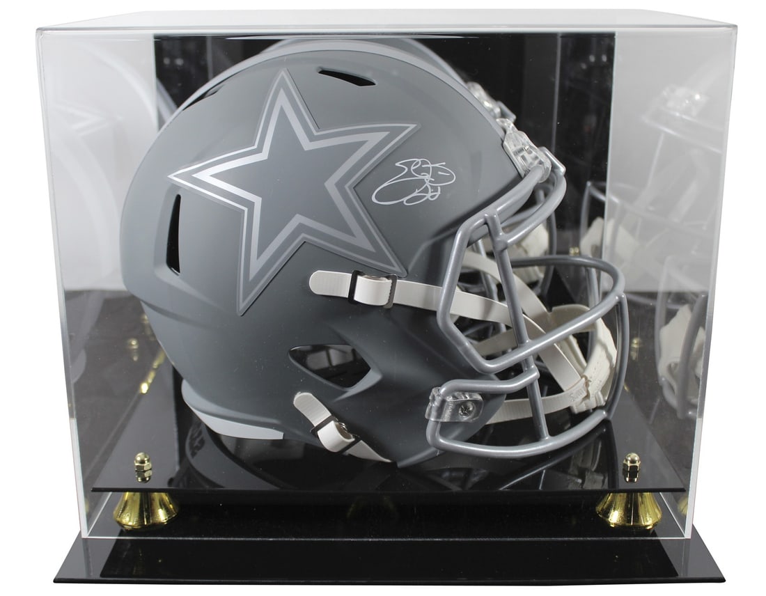 Emmitt Smith Signed Dallas Cowboys Full Size Helmet with BAS Authentication: Emmitt Smith Signed Dallas Cowboys Full Size Helmet with BAS Authentication This authentic full-size Riddell Speed replica helmet is a must-have for fans of Emmitt Smith and the Dallas Cowboys. Person