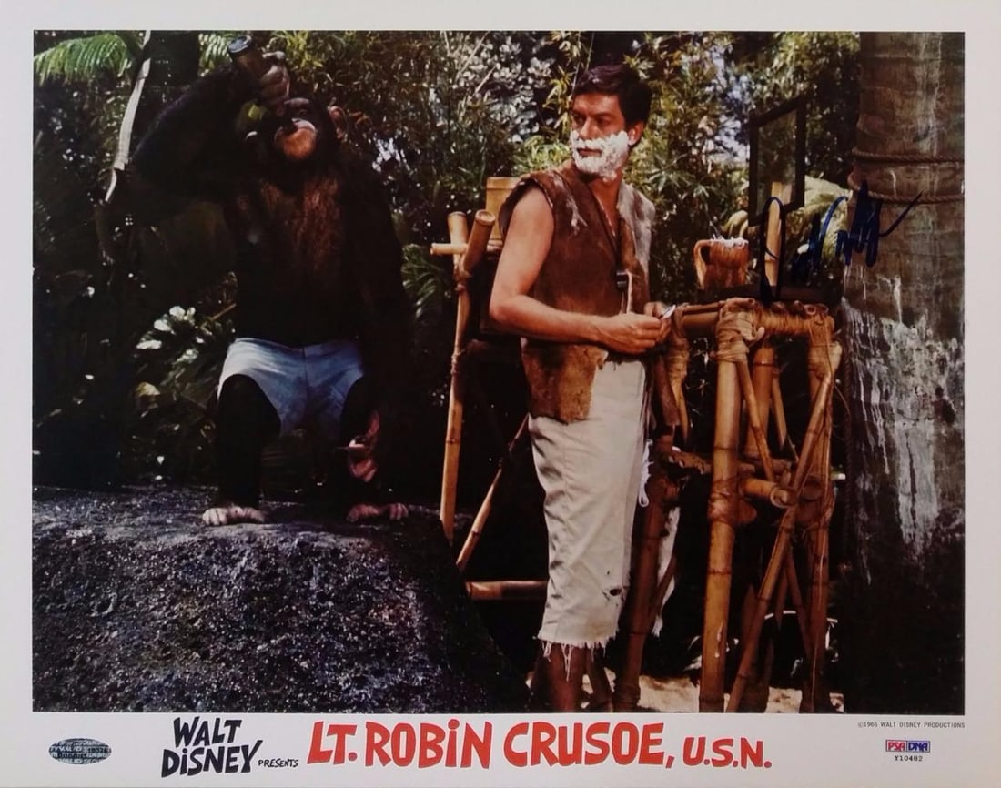 PSA DNA Dick Van Dyke autographed Lt Robin Crusoe 11x14 lobby card photo (1 of 1)