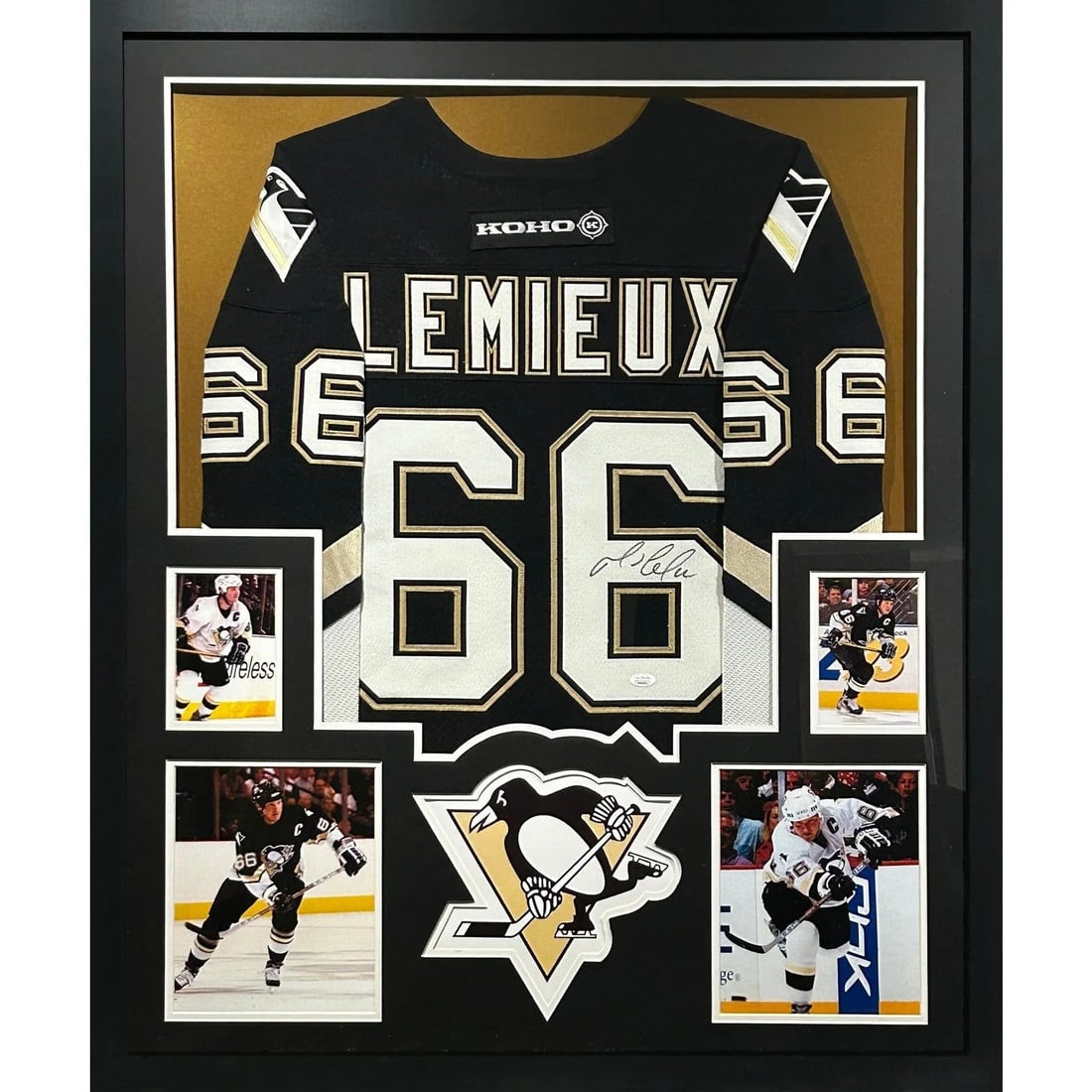 Mario Lemieux Autographed Framed Jersey with JSA Authentication (1 of 2)