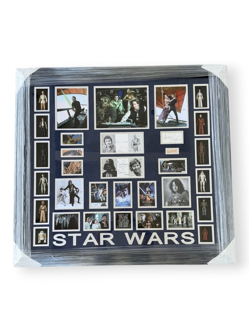 Framed Star Wars cast cuts with 9 signatures JSA authenticated (1 of 9)