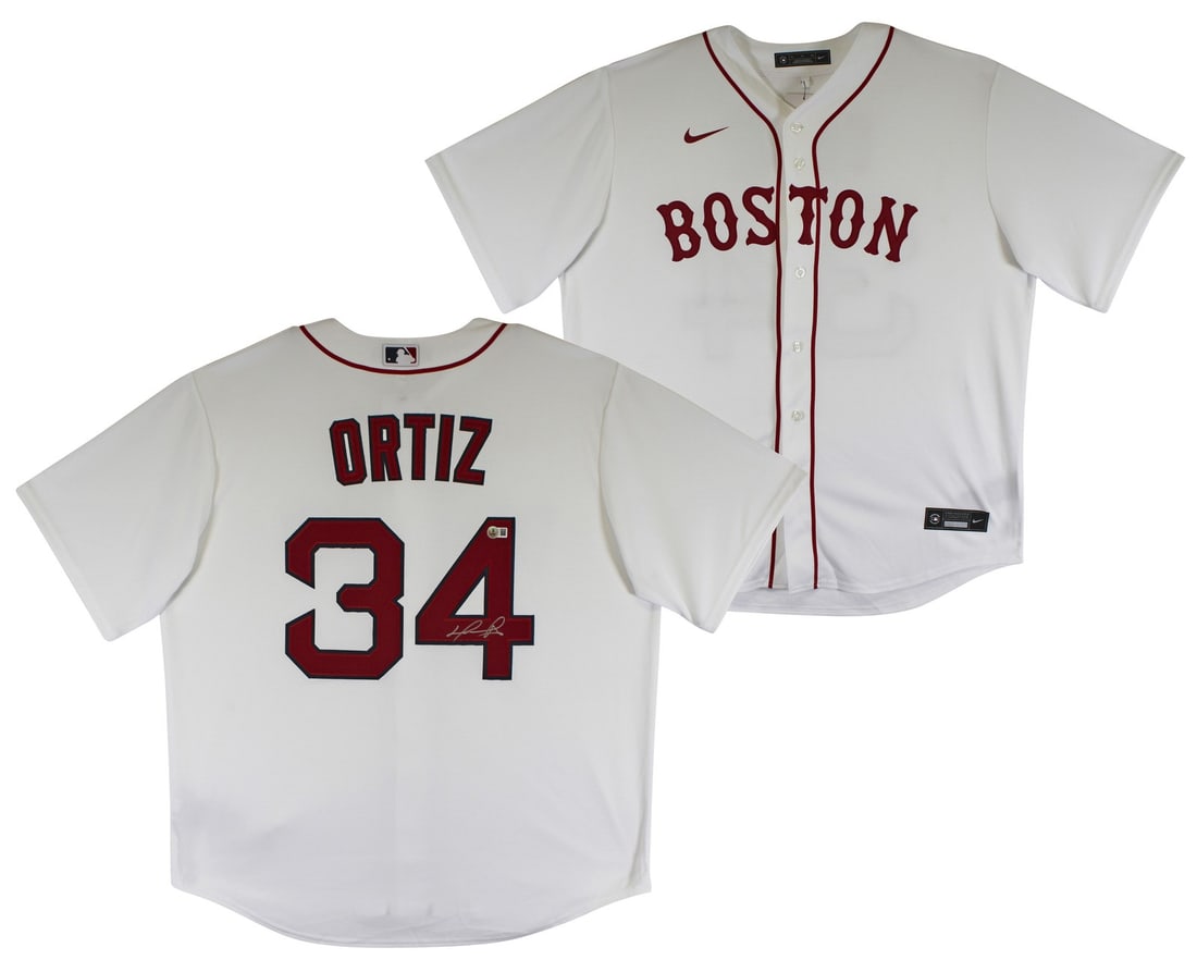 David Ortiz Autographed White Nike Jersey Boston Red Sox BAS Witnessed: David Ortiz Autographed White Nike Jersey Boston Red Sox BAS Witnessed Celebrate the legacy of baseball legend David Ortiz with this authentic autographed white Nike jersey from the Boston Red Sox. Pe