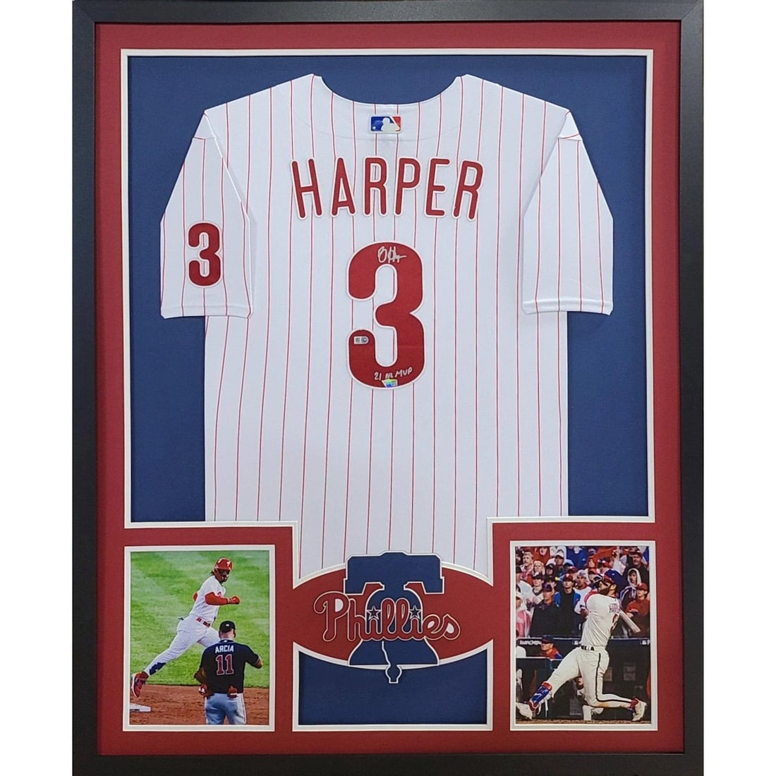 Framed Bryce Harper Autographed Phillies Jersey Fanatics Authenticated (1 of 3)
