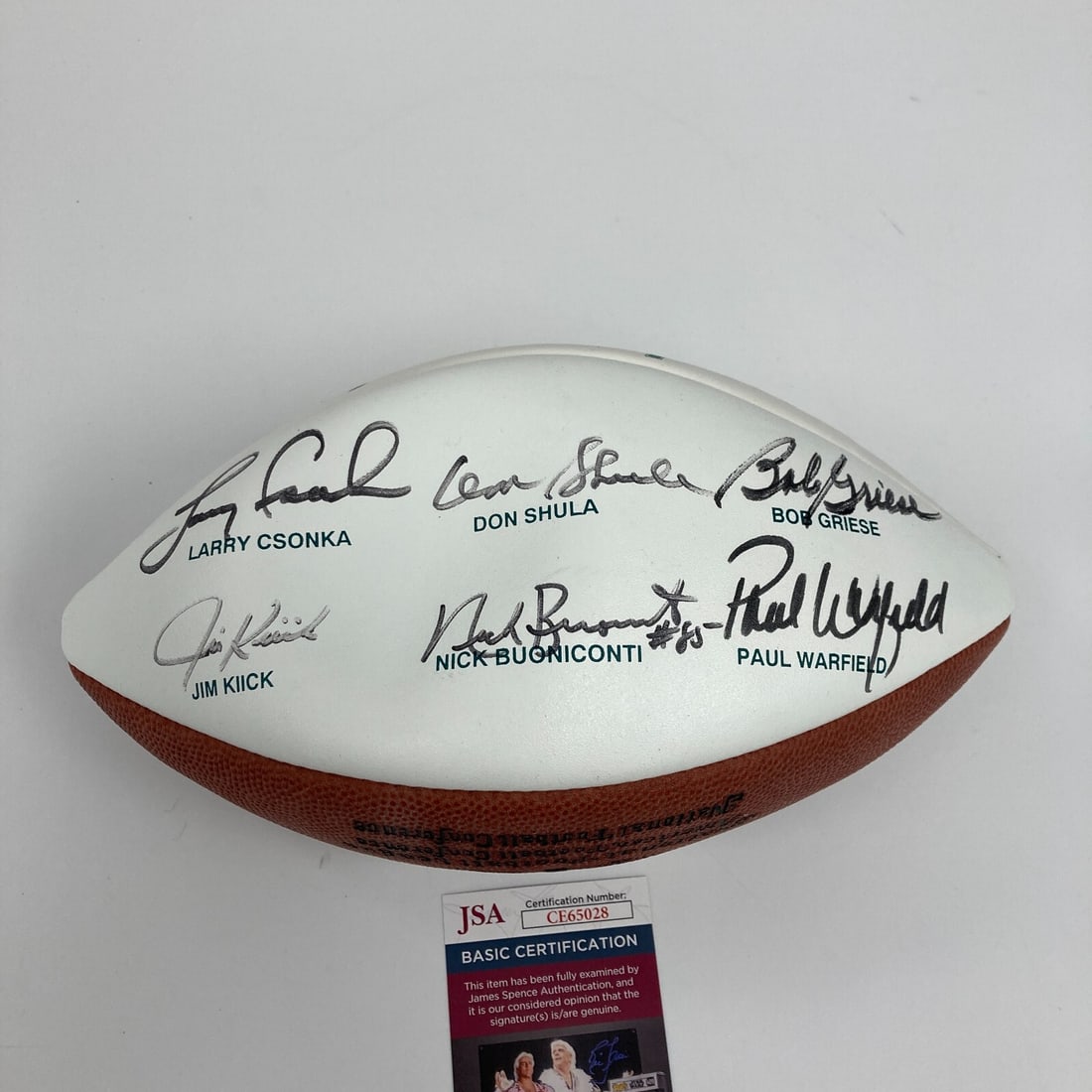 Miami Dolphins Legends Signed Football Don Shula Larry Csonka JSA COA: Miami Dolphins Legends Signed Football Don Shula Larry Csonka JSA COA Celebrate the rich history of the Miami Dolphins with this multi-signed football featuring the legendary Hall of Fame players. Thi