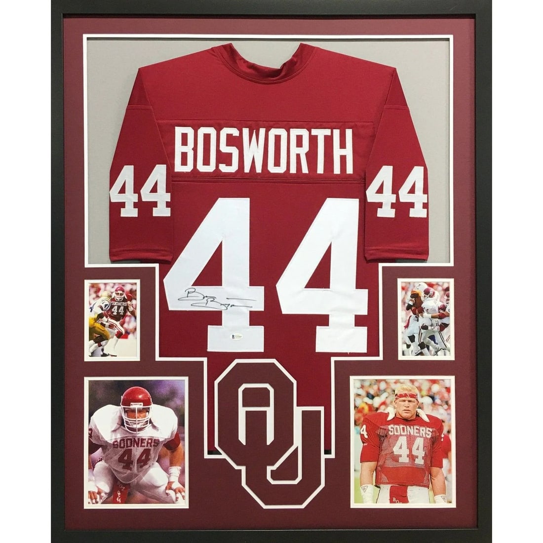 Framed Oklahoma Sooners Jersey Signed by Brian Bosworth Beckett Authenticated (1 of 3)