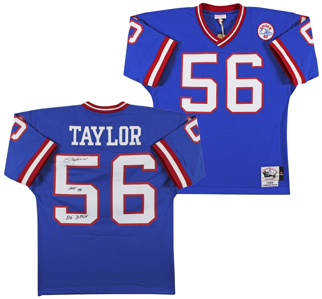 Lawrence Taylor Signed 1990 Blue M&N Jersey HOF 99 BAS Authentic: Lawrence Taylor Signed 1990 Blue M&N Jersey HOF 99 BAS Authentic Celebrate the legacy of Lawrence Taylor with this original signed 1990 Blue Mitchell & Ness Throwback Authentic Jersey from the New Yor