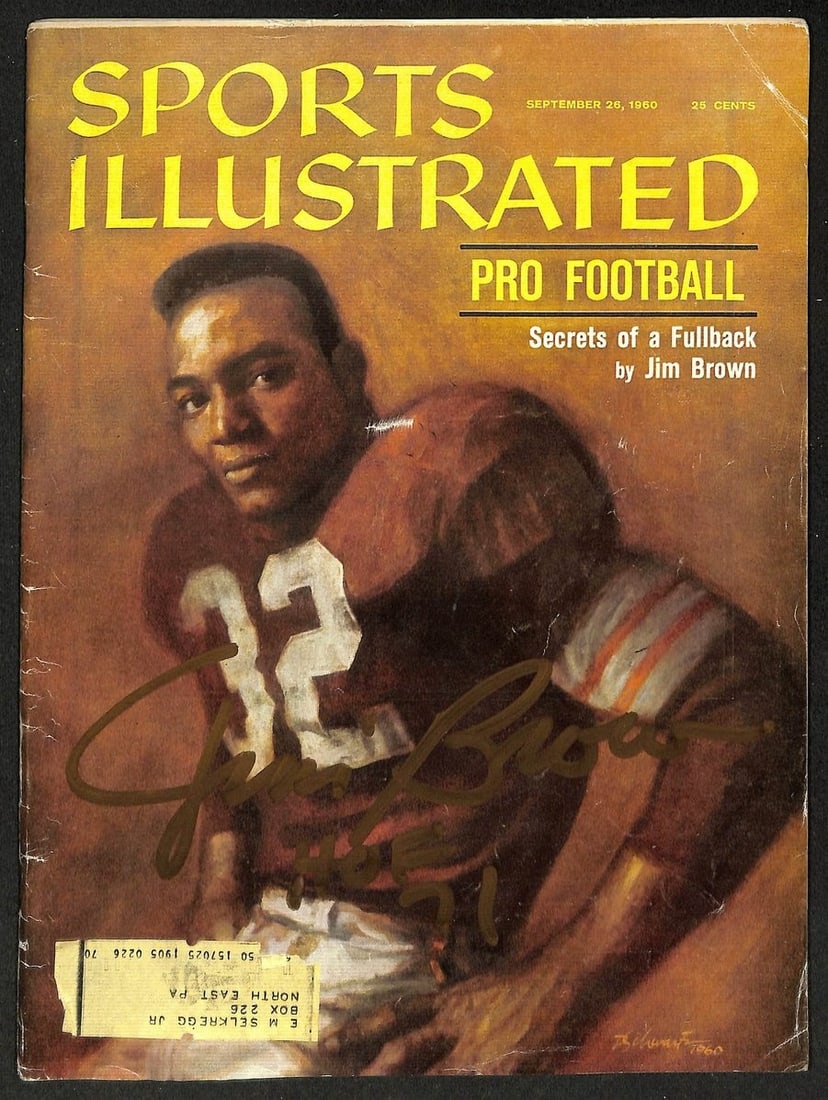 1960 Sports Illustrated Jim Brown signed cover PSA DNA (1 of 2)