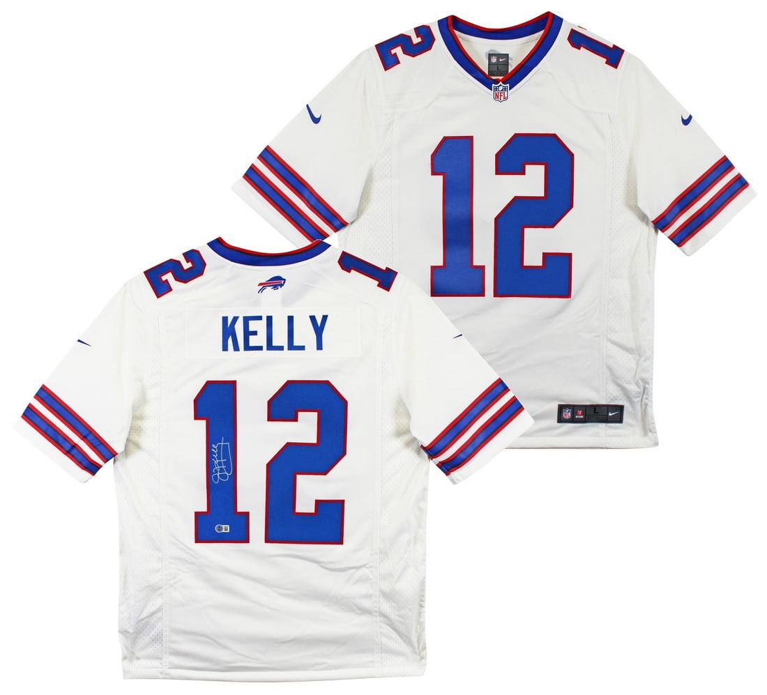 Jim Kelly Signed White Nike Limited Jersey Beckett Witnessed Buffalo Bills: Jim Kelly Signed White Nike Limited Jersey Beckett Witnessed Buffalo Bills This authentic white Nike Limited jersey has been personally signed by Jim Kelly of the Buffalo Bills. The autograph is certi