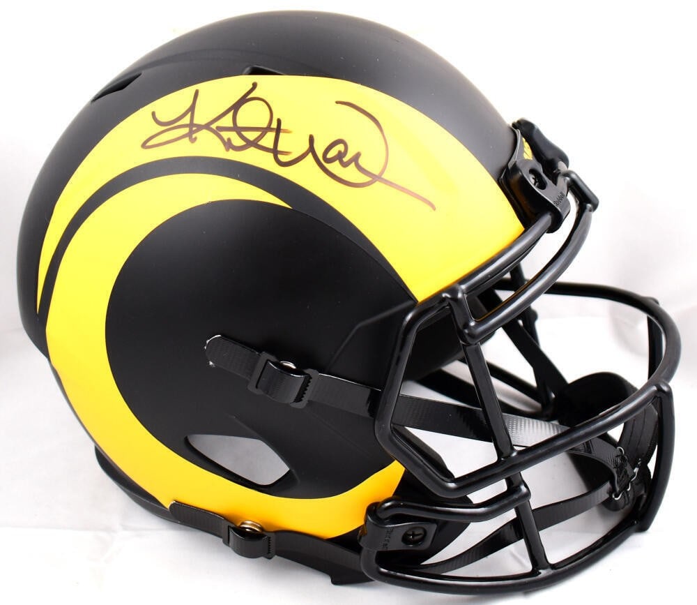 Kurt Warner signed St Louis Rams Eclipse Speed helmet Beckett hologram black: Kurt Warner signed St Louis Rams Eclipse Speed helmet Beckett hologram black This St. Louis Rams full-size Eclipse Speed helmet features an authentic autograph from Kurt Warner. The helmet comes with 