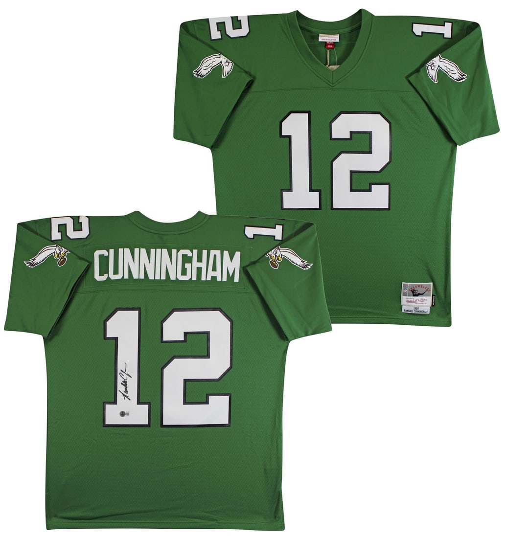 Randall Cunningham Autographed Green Jersey Beckett Witnessed Philadelphia Eagles (1 of 6)