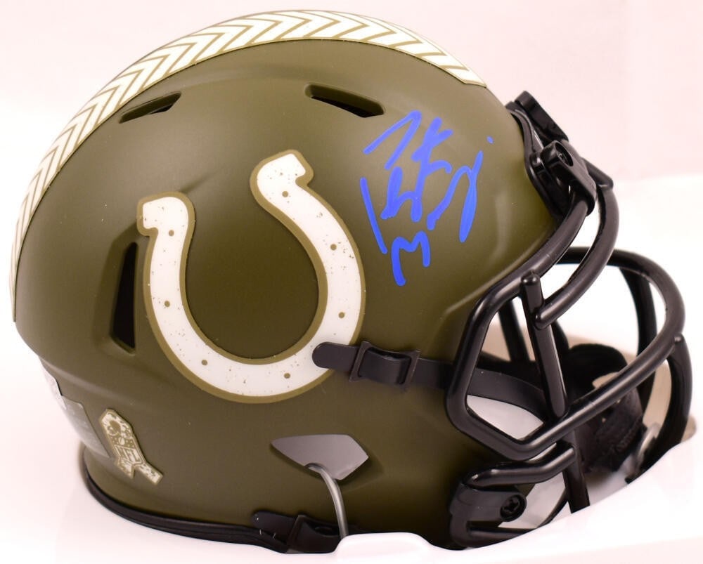 Peyton Manning autographed Indianapolis Colts salute to service speed mini helmet Fanatics blue (1 of 9)