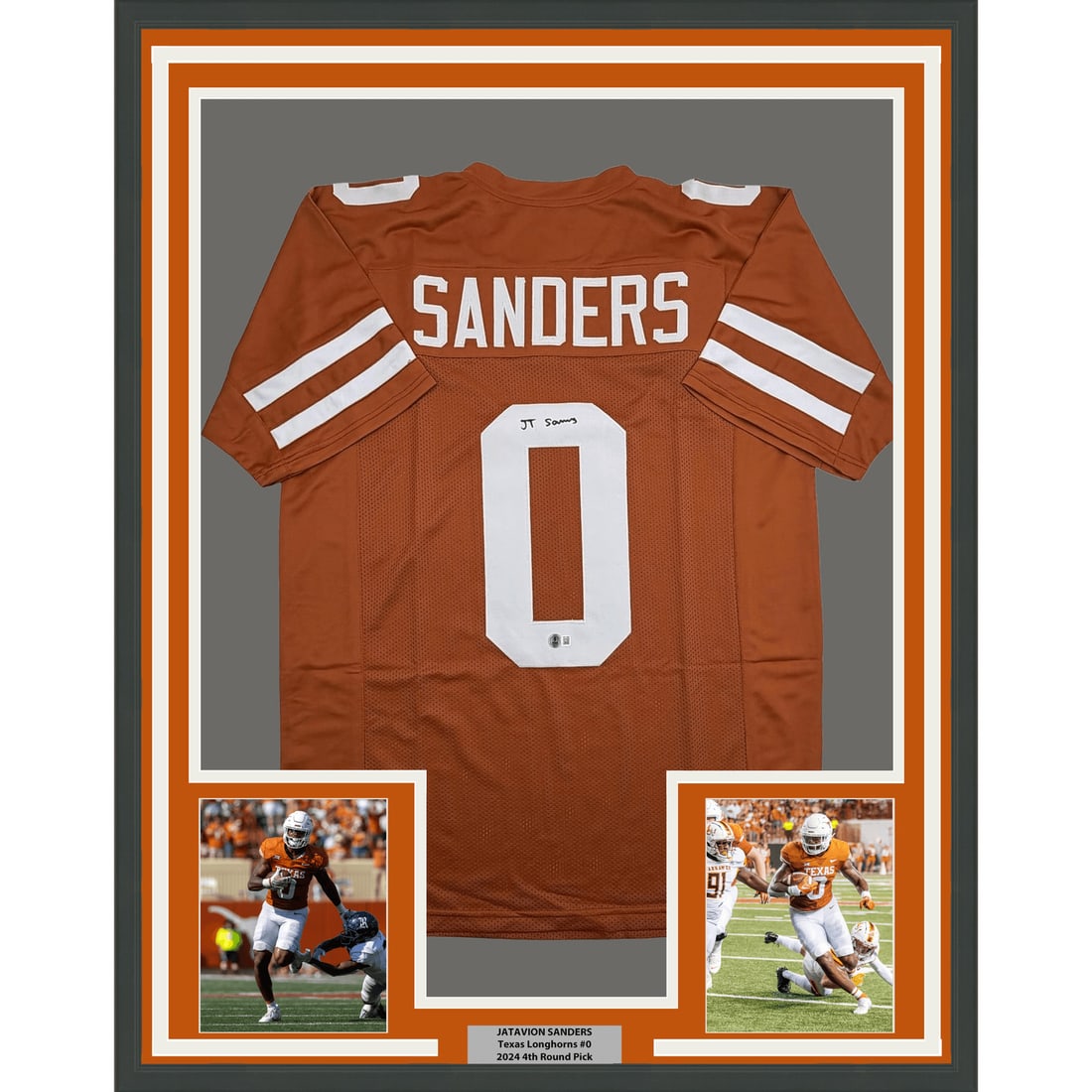 Framed Texas Longhorns signed Ja'Tavion Sanders jersey 35x39 BAS COA (1 of 2)