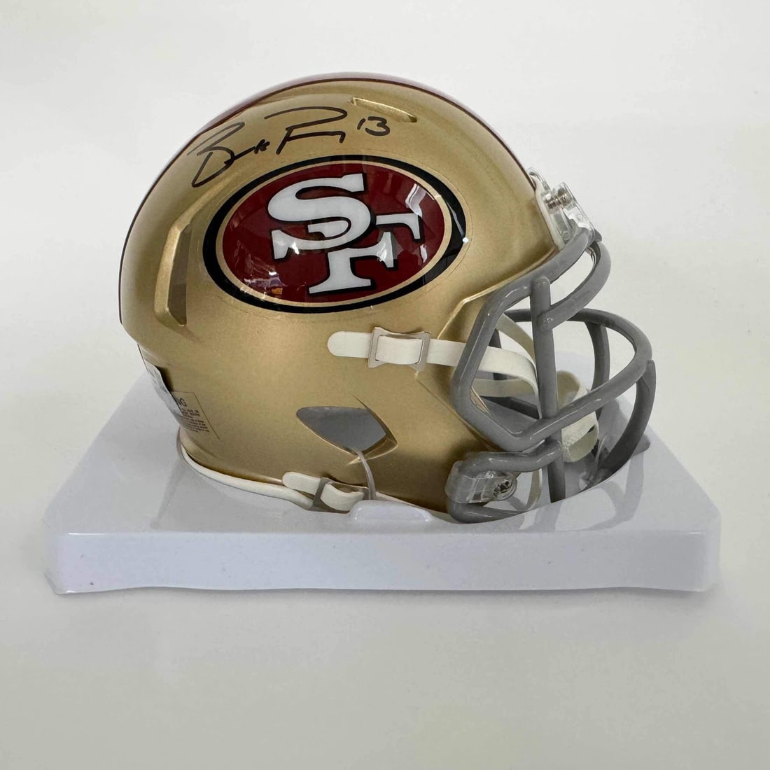 Brock Purdy Signed San Francisco 49ers Mini Helmet with Fanatics COA: Brock Purdy Signed San Francisco 49ers Mini Helmet with Fanatics COA This is an authentic autographed mini helmet featuring Brock Purdy of the San Francisco 49ers. The helmet includes a certificate of