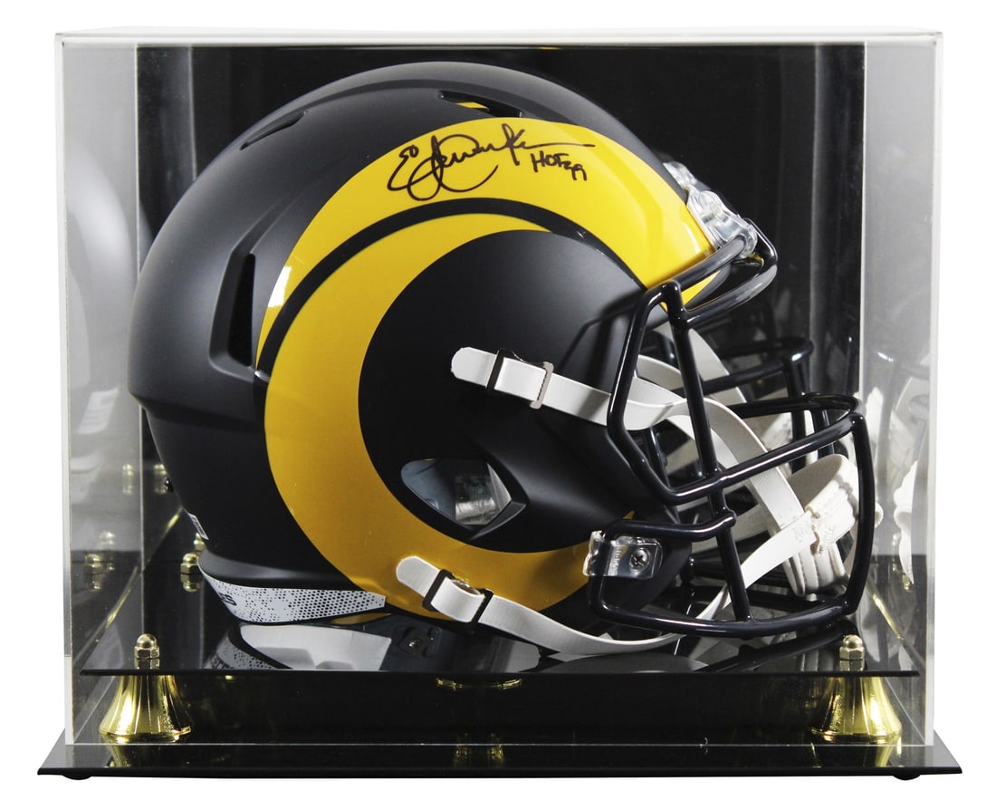 Eric Dickerson Signed Rams HOF 99 2025 Rivalries Helmet with BAS Authentication: Eric Dickerson Signed Rams HOF 99 2025 Rivalries Helmet with BAS Authentication This exceptional item features a full-size Riddell Speed replica helmet, personally signed by NFL Hall of Famer Eric Dic
