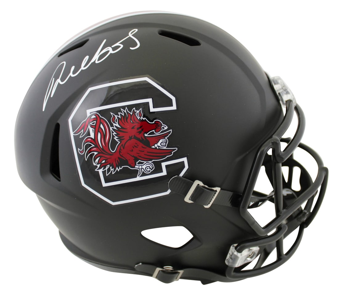 Deebo Samuel Autographed South Carolina Gamecocks Full Size Black Speed Helmet JSA COA: Deebo Samuel Autographed South Carolina Gamecocks Full Size Black Speed Helmet JSA COA This black full-size Speed Replica helmet features the South Carolina Gamecocks branding and has been personally 