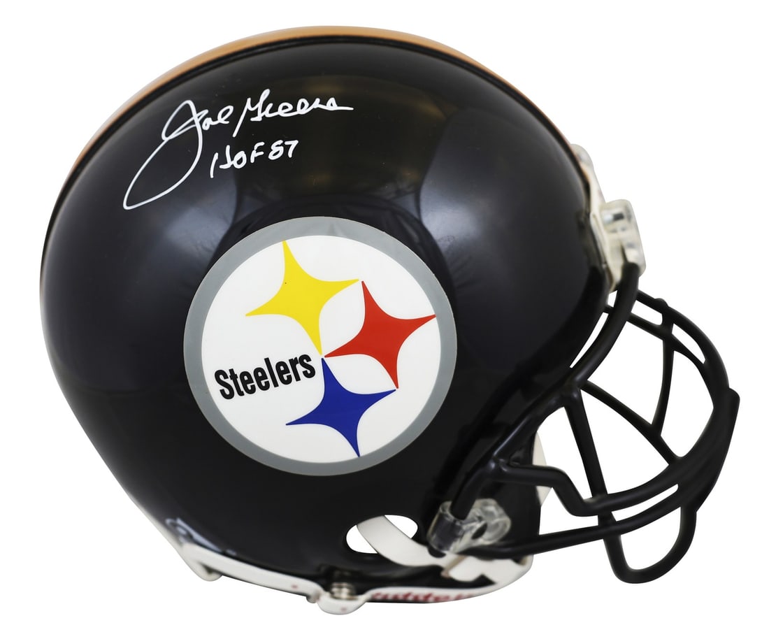 Joe Greene Signed Proline Helmet HOF 87 Pittsburgh Steelers BAS Authenticated: Joe Greene Signed Proline Helmet HOF 87 Pittsburgh Steelers BAS Authenticated This Authentic Full Size Proline Helmet, personally signed by Joe Greene, features the inscription "HOF 87." As a member o