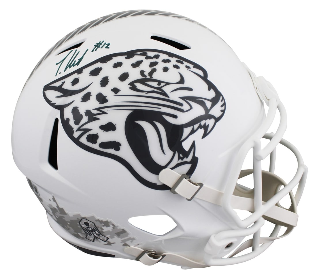 Travis Hunter Signed Jaguars Salute To Service III Helmet BAS Authenticated (1 of 3)