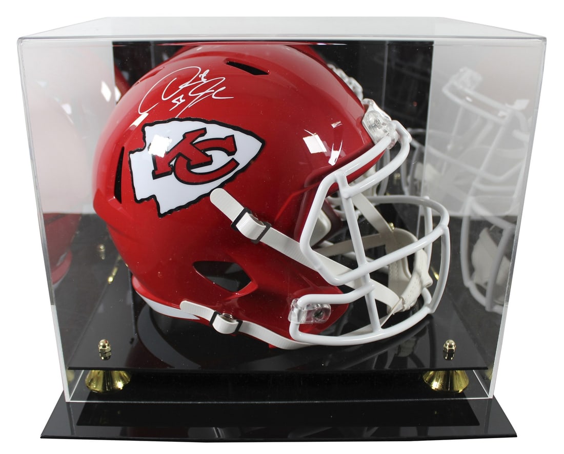 Derrick Johnson Autographed Riddell Chiefs Full Size Speed Replica Helmet With Display Case BAS (1 of 4)