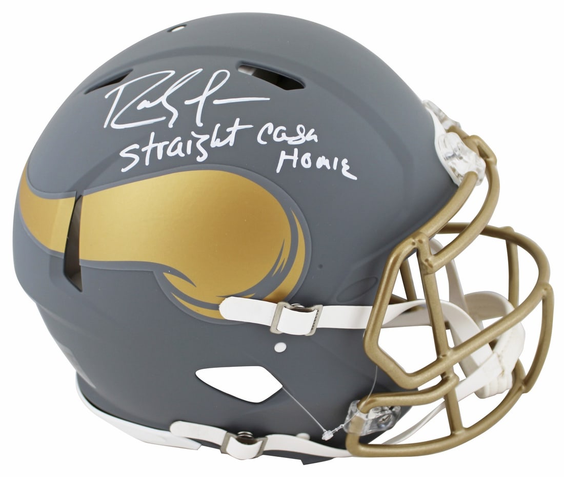 Randy Moss Minnesota Vikings Signed Full Size Slate Helmet BAS Witnessed (1 of 3)