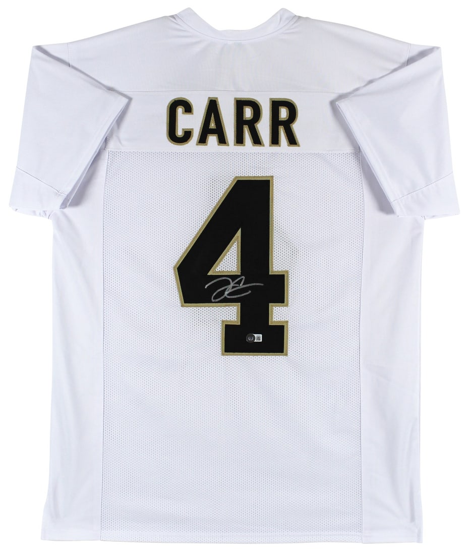 Derek Carr Autographed White Pro Style Jersey New Orleans Saints BAS Authenticated (1 of 3)