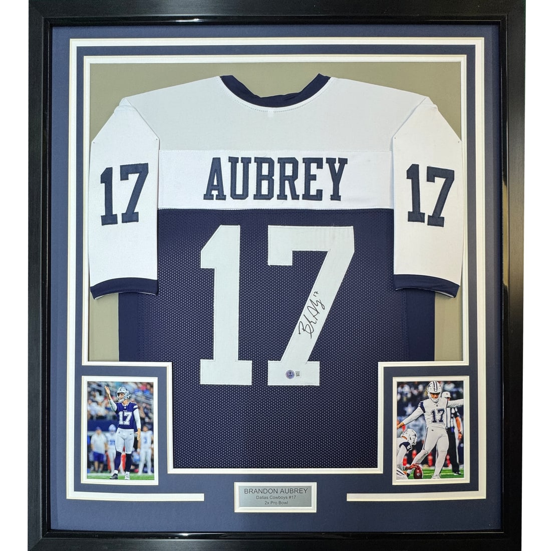 Framed Signed Brandon Aubrey Dallas Cowboys Jersey JSA COA 35x39 (1 of 2)