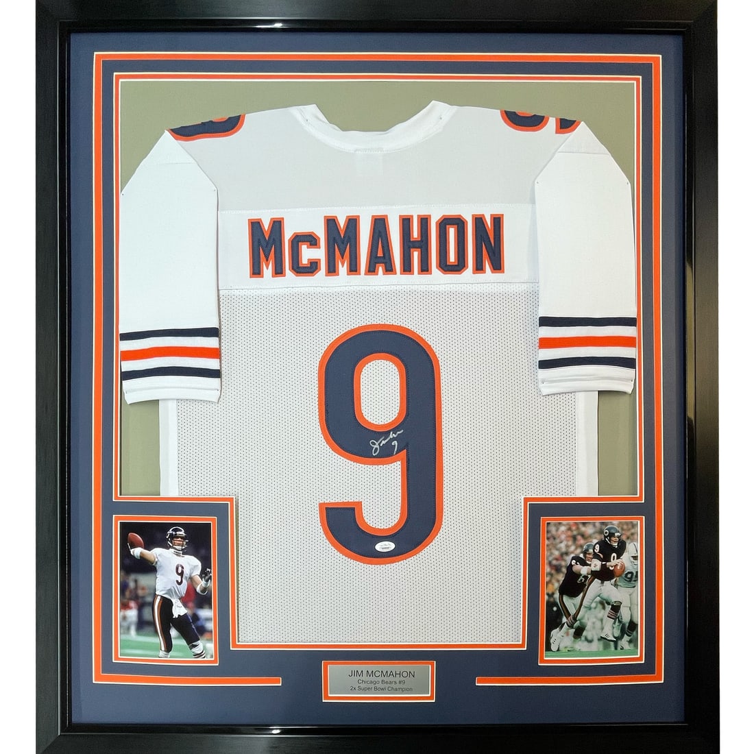 Jim McMahon signed Chicago Bears framed jersey JSA COA 33x42 (1 of 2)
