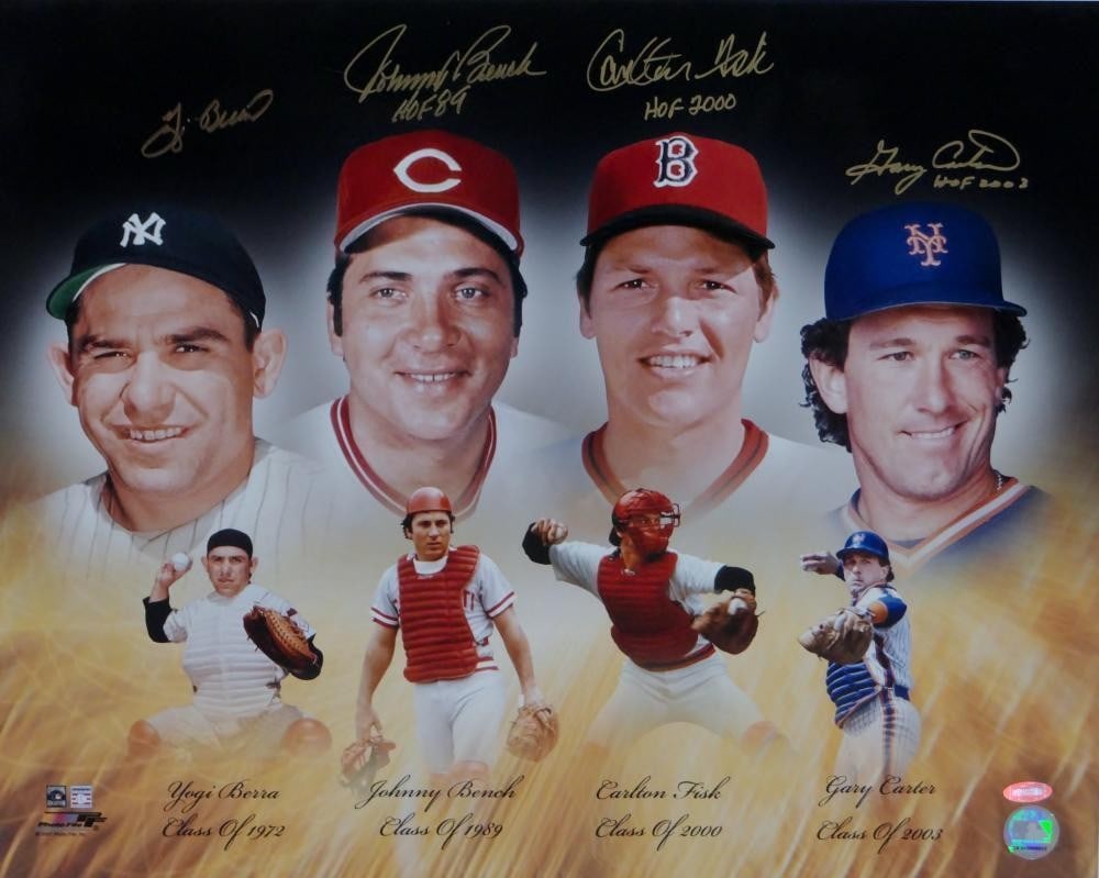 Autographed 16x20 Baseball Photo HOF Catchers Berra Bench Fisk Carter Steiner (1 of 9)