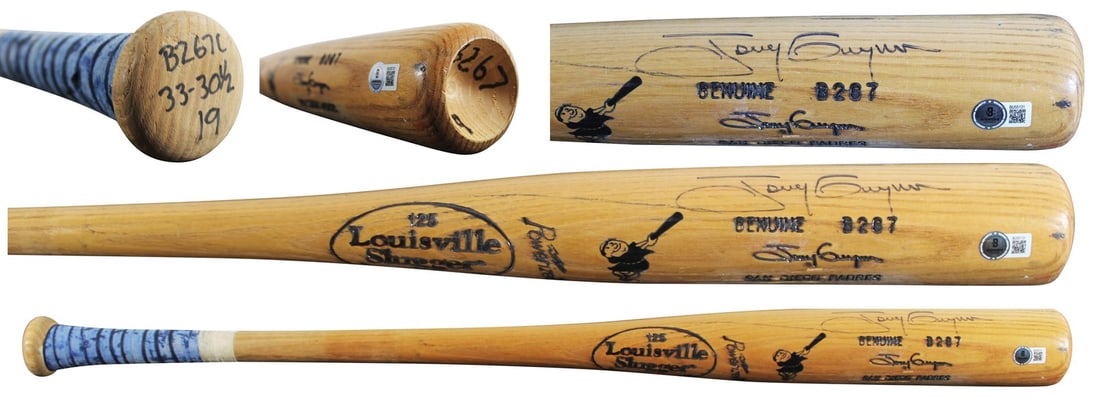 Tony Gwynn Autographed Louisville Slugger Bat Beckett Authenticated Padres: Tony Gwynn Autographed Louisville Slugger Bat Beckett Authenticated Padres This is an original Louisville Slugger player model baseball bat personally signed by Tony Gwynn of the San Diego Padres. The
