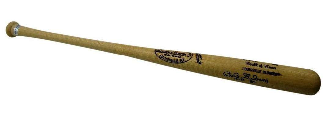 Louisville Slugger Bat Signed by Bob Gibson With Inscription JSA Authenticated: Louisville Slugger Bat Signed by Bob Gibson With Inscription JSA Authenticated This is a pre-owned Louisville Slugger baseball bat signed and inscribed by Bob Gibson, Hall of Fame pitcher for the St. 