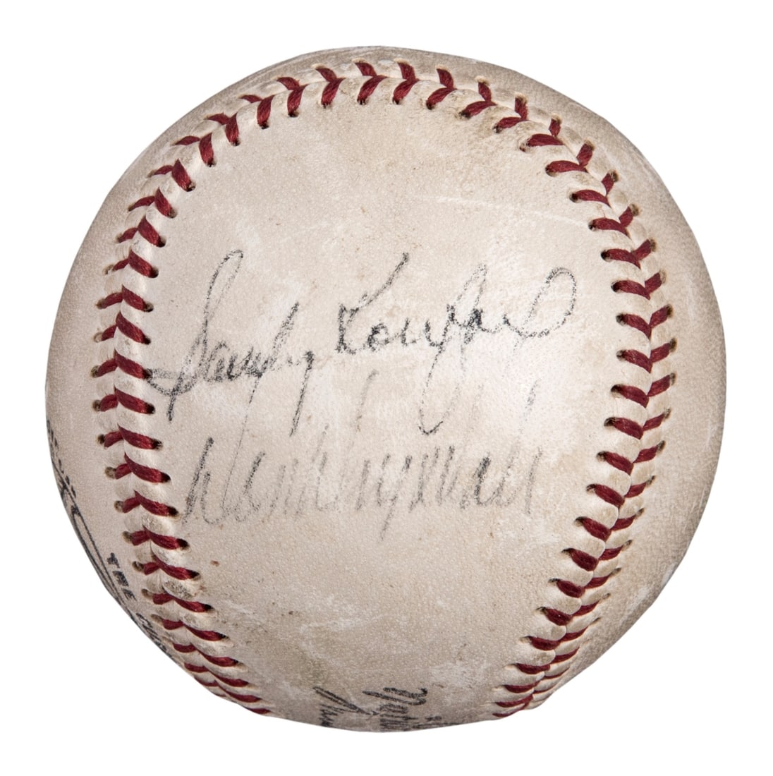 1950s Koufax Drysdale Dual Signed NL Baseball PSA DNA Authenticated: 1950s Koufax Drysdale Dual Signed NL Baseball PSA DNA Authenticated This Official National League Warren Giles baseball features the signatures of Hall of Famers Sandy Koufax and Don Drysdale, who are