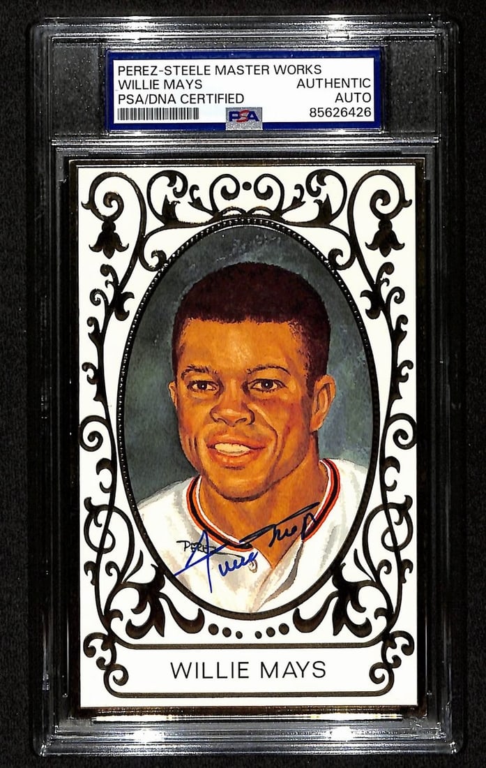 Willie Mays HOF Signed Postcard Giants PSA/DNA Authenticated (1 of 2)