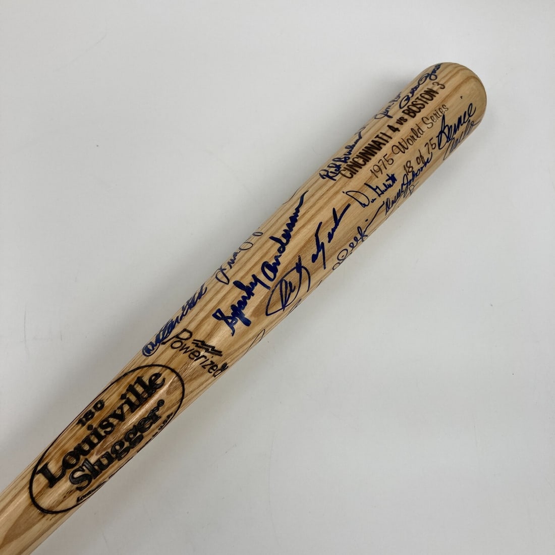 1975 World Series Team Signed Bat Limited Edition 18 of 75 Beckett Authenticated: 1975 World Series Team Signed Bat Limited Edition 18 of 75 Beckett Authenticated This is a limited edition bat commemorating the thrilling 1975 World Series matchup between the Cincinnati Reds and the