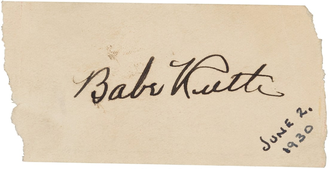 Babe Ruth Signed 1.5x3 Cut Signature New York Yankees COA Beckett (1 of 4)
