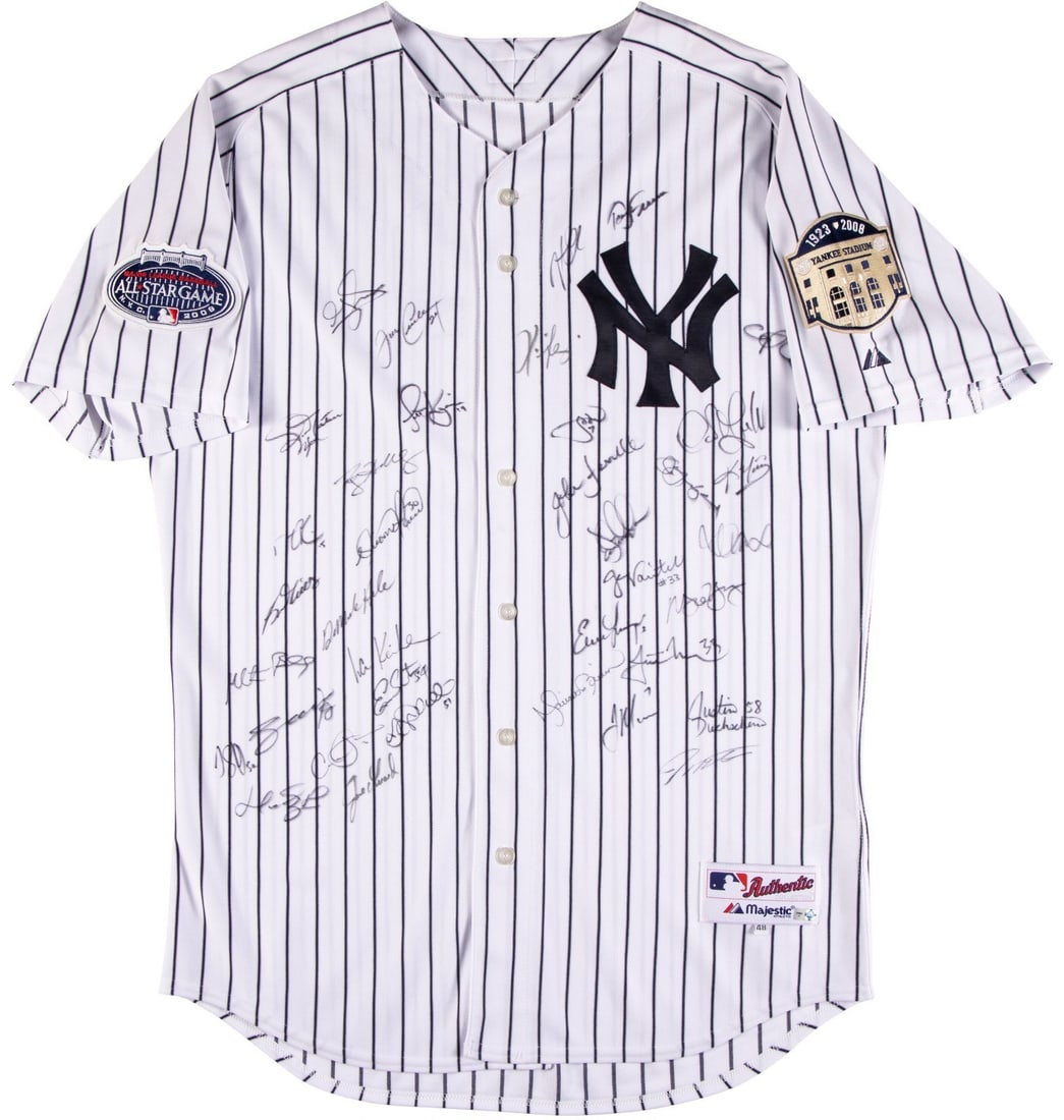 Majestic size 48 Yankees jersey signed by 37 2008 AL All Stars (1 of 12)