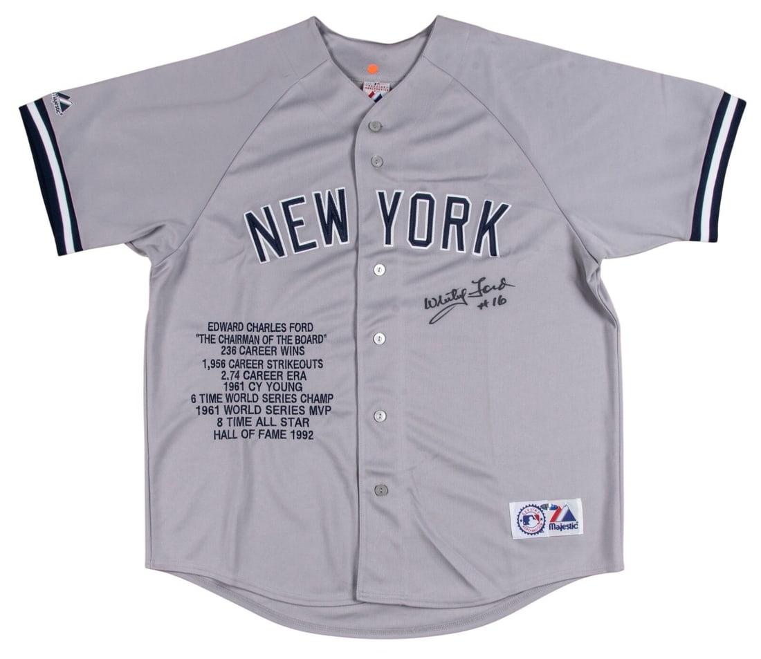 Whitey Ford New York Yankees Signed Stat Jersey Tristar Certified: Whitey Ford New York Yankees Signed Stat Jersey Tristar Certified Celebrate the legacy of baseball with this authentic New York Yankees embroidered stat jersey, signed by Hall of Fame pitcher Whitey F
