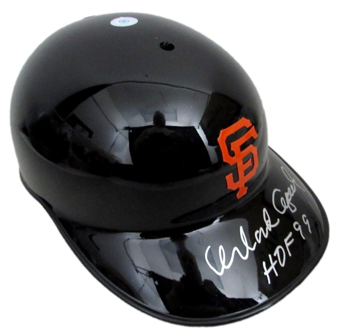 Orlando Cepeda Signed Authentic Giants Batting Helmet HOF 99 PSA/DNA: Orlando Cepeda Signed Authentic Giants Batting Helmet HOF 99 PSA/DNA This is an original Orlando Cepeda Hall of Fame signed and inscribed "HOF 99" black full-size authentic batting helmet from the San