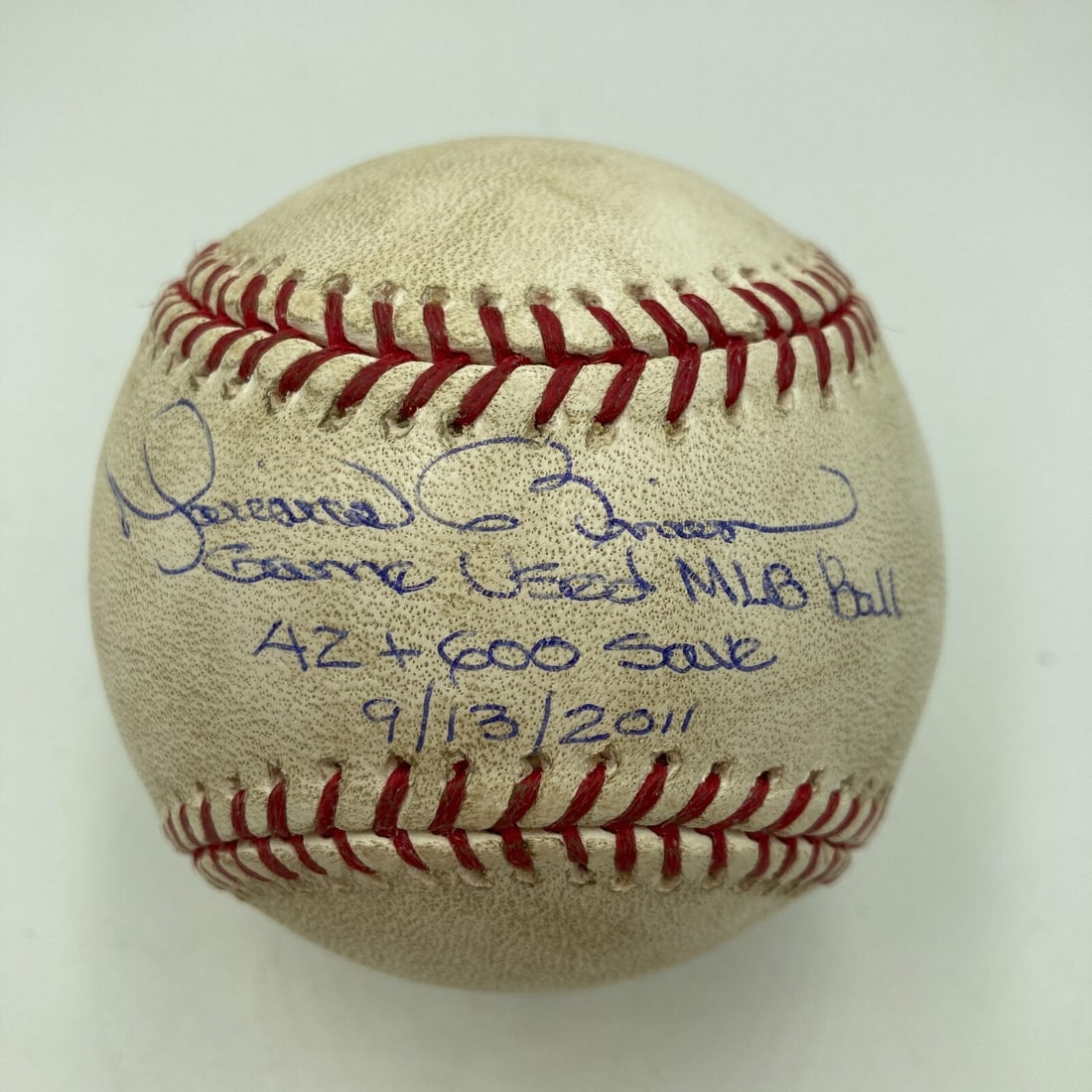 Mariano Rivera 600th Save Signed Game Used Baseball MLB Authenticated: Mariano Rivera 600th Save Signed Game Used Baseball MLB Authenticated This historic baseball commemorates Mariano Rivera's remarkable achievement of reaching his 600th career save. The official Major 