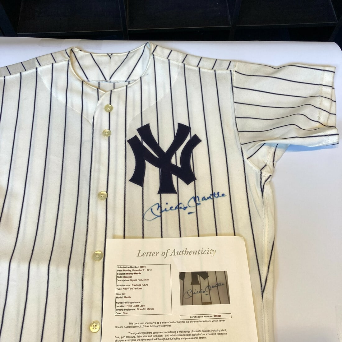 Mickey Mantle Signed 1970's Yankees Game Jersey with JSA COA (1 of 8)